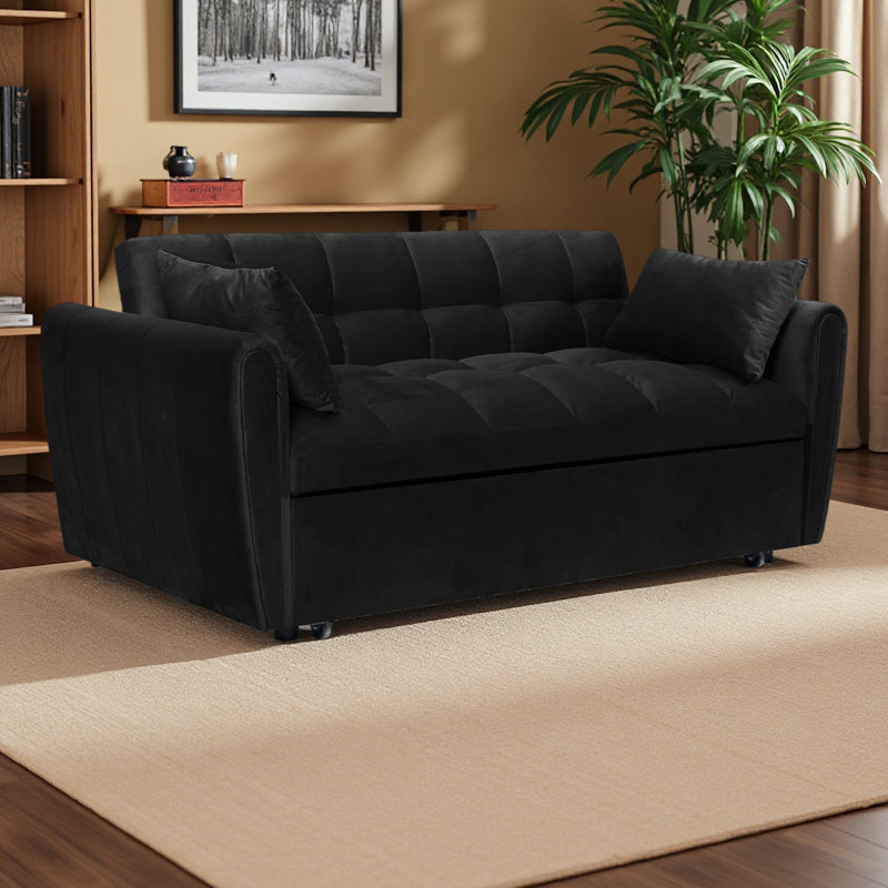 Canapé-lit pliable 65 po 3-en-1 de grande taille, canapé-lit double en velours moderne, canapé-lit avec dossier et coussins réglables, convient au salon et à la chambre à coucher