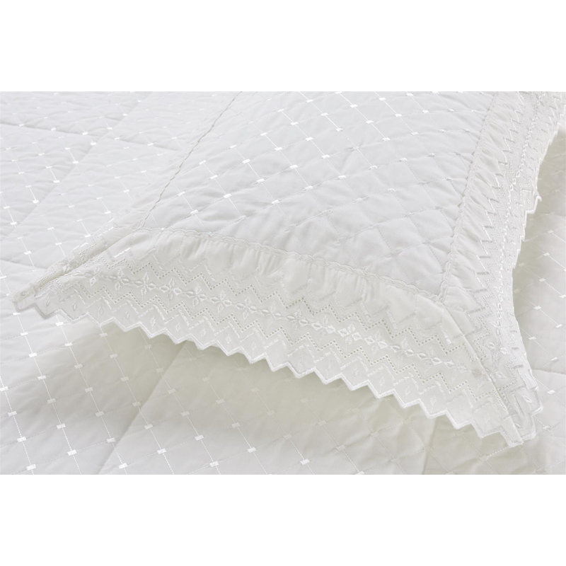 Sylvie Cotton Blend No Pattern Bedspread, White