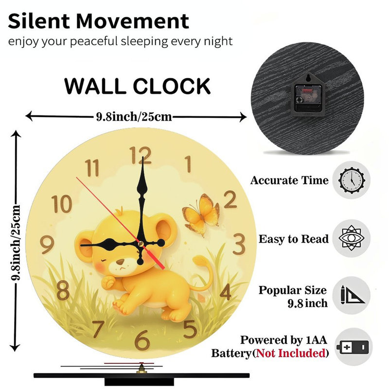 Illustration mignonne de l'horloge de lionceaux