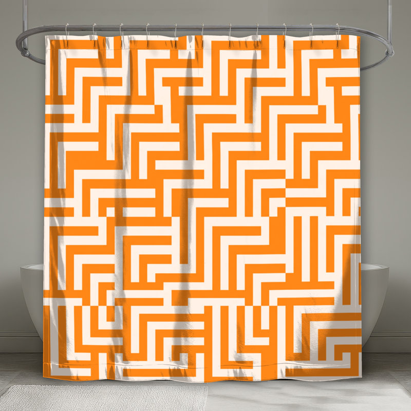 Rideaux de douche Labyrinth, L 70 po x H 93 po, Orange moyen / beige clair