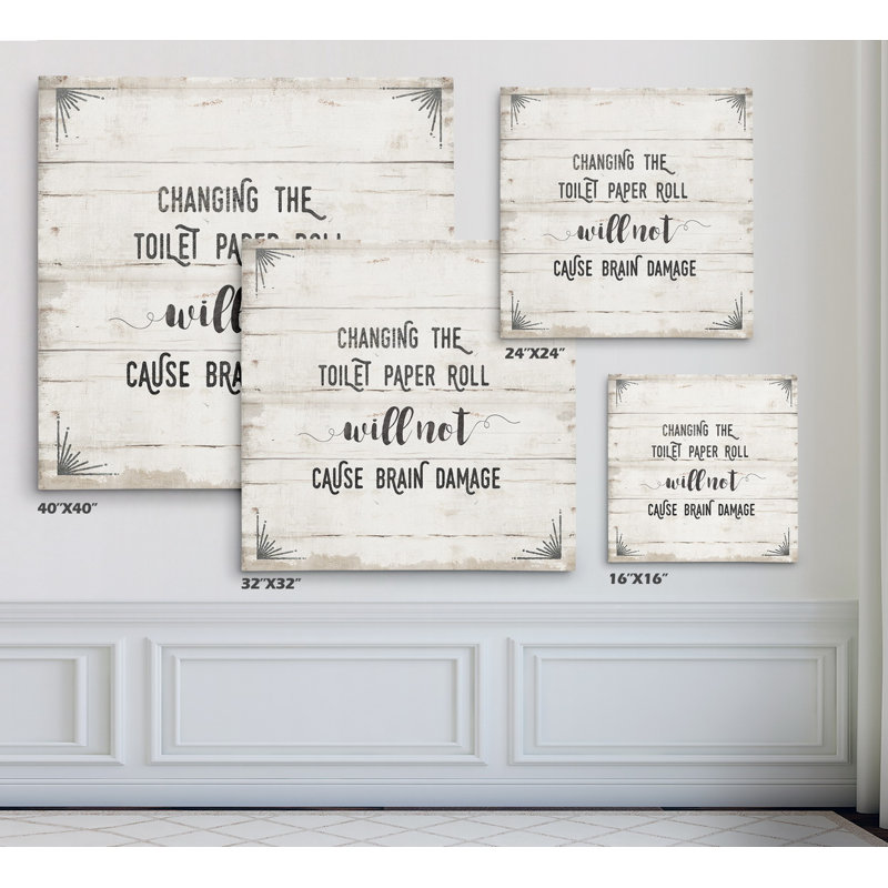 «TP Roll», art textuel, Toile tendue, H 16 po x l 16 po x P 1,5 po