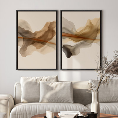 Framed Canvas Wall Art - Vintage Abstract Wall Prints for Bedroom - 16"x24"x2 panels