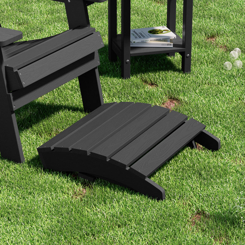 Repose-pieds extérieur en plastique Kacy-Leigh Adirondack, Noir, noir, noir, noir
