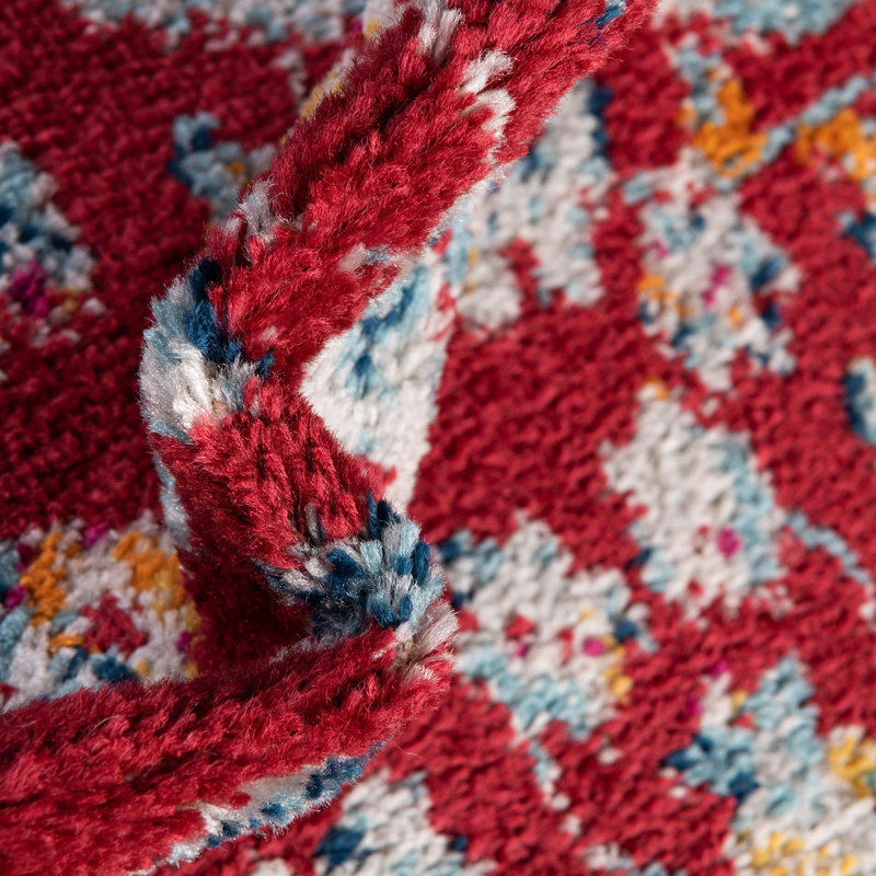 Tapis rouge à motif floral Arenas, Octogone 7 pi x 7 pi