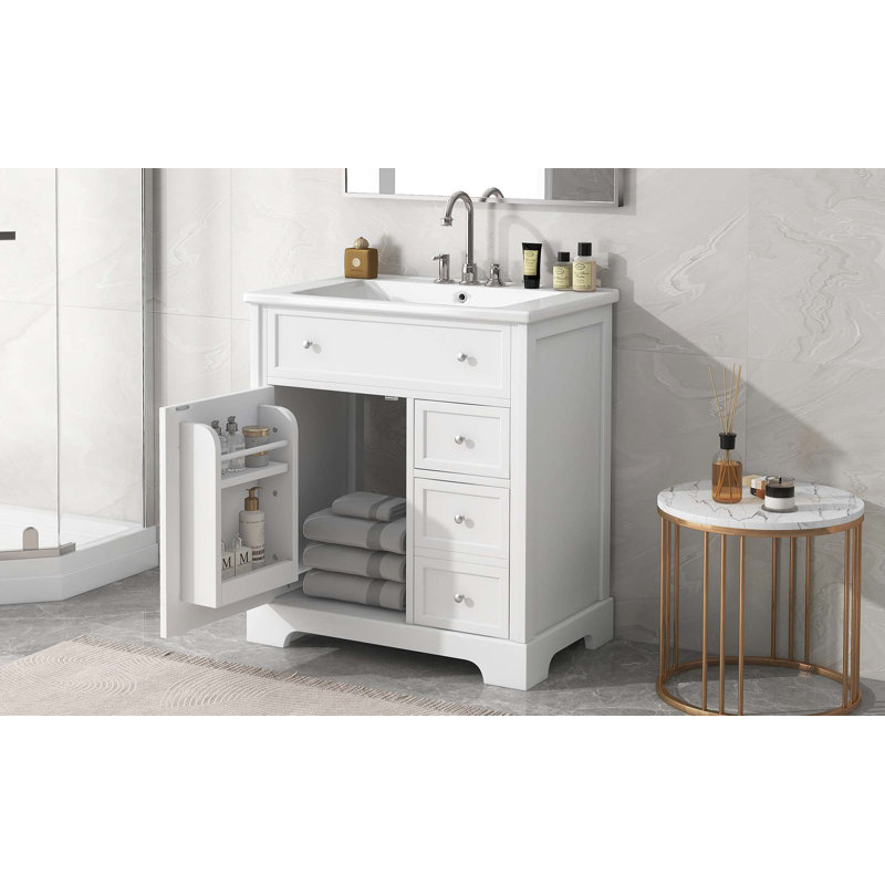 Meuble-lavabo 30 po avec comptoir, meuble-lavabo avec porte et 2 tiroirs