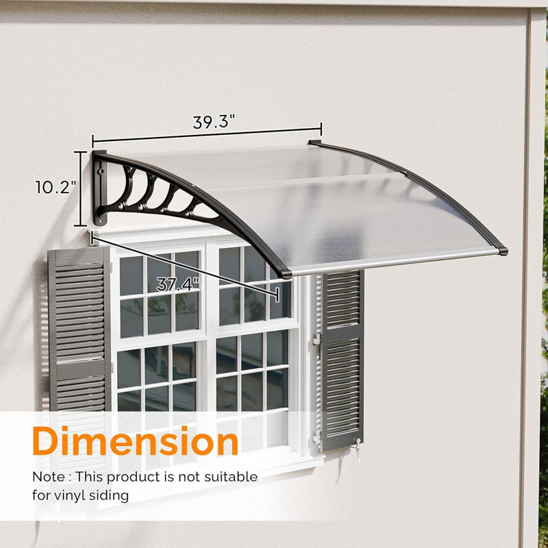 Idealhouse 150cm W x 100cm D Polycarbonate Cover Retractable Patio Awning, Clear