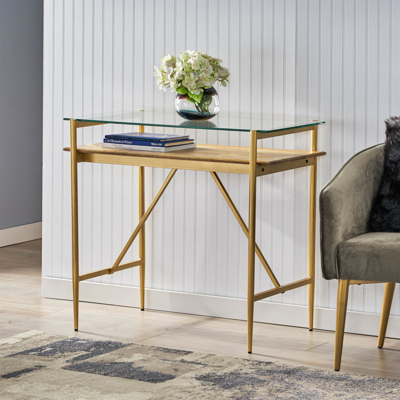Console moderne, table de couloir, table Hoyer avec plateau en verre
