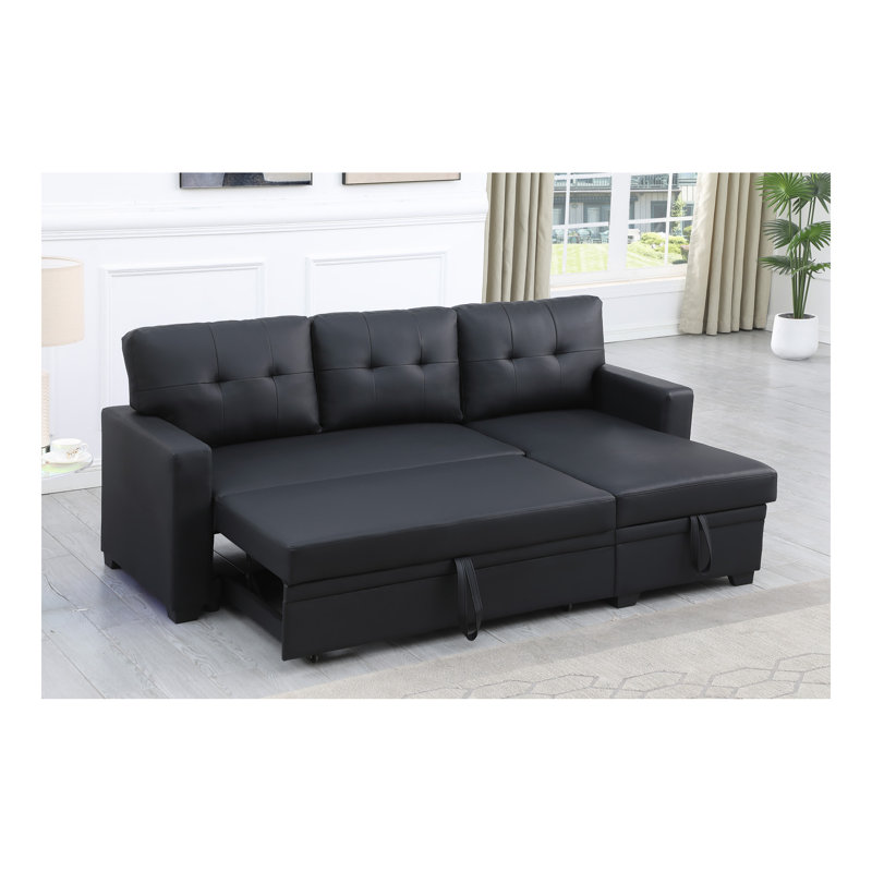 Upholstered Pull out Sectional Sofa with Chaise