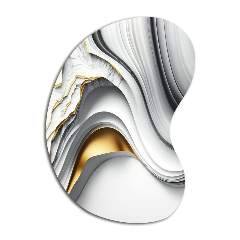 «Abstract Geode Waves Grey I», art mural abstrait en métal asymétrique, reproduction d'art moderne de forme unique
