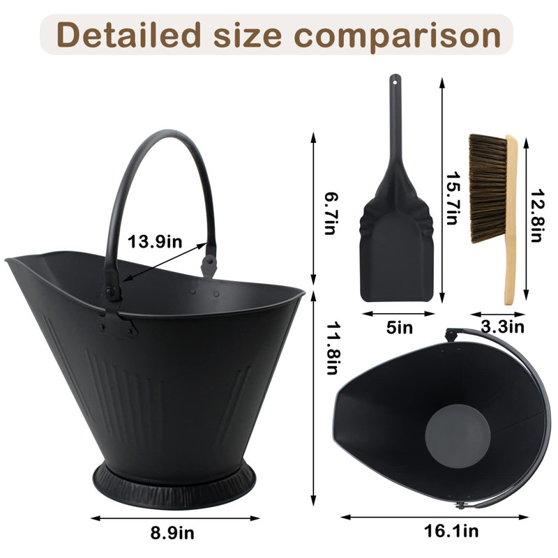 Seau à cendres en métal 3,2 gallons 3,2 po