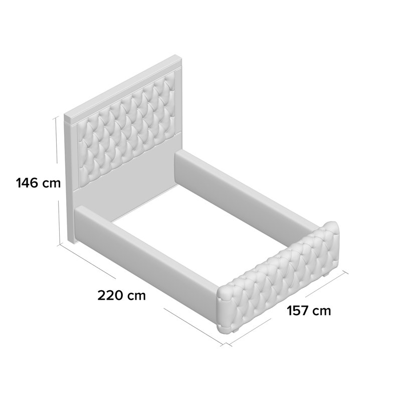 Kaleb Upholstered Bed, Double (4'6), Silver