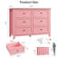 Commode 6 tiroirs avec boutons en métal, double commode en bois de 47,2 po pour le couloir de l'entrée de la chambre à coucher-2033837477