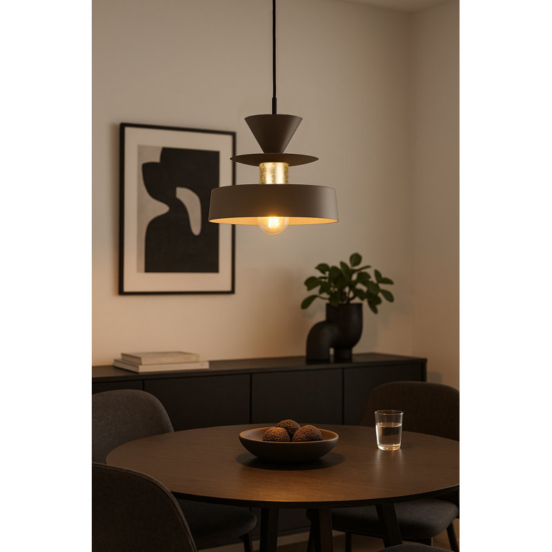 1 - Light Pendant, Matte Black/Gold