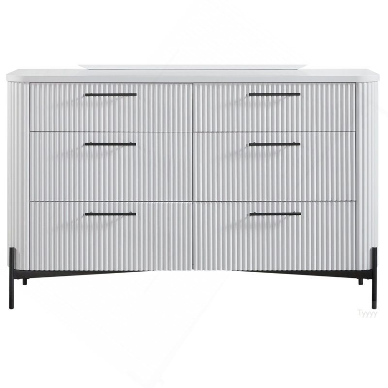 Commode 6 tiroirs - Blanc, Blanc