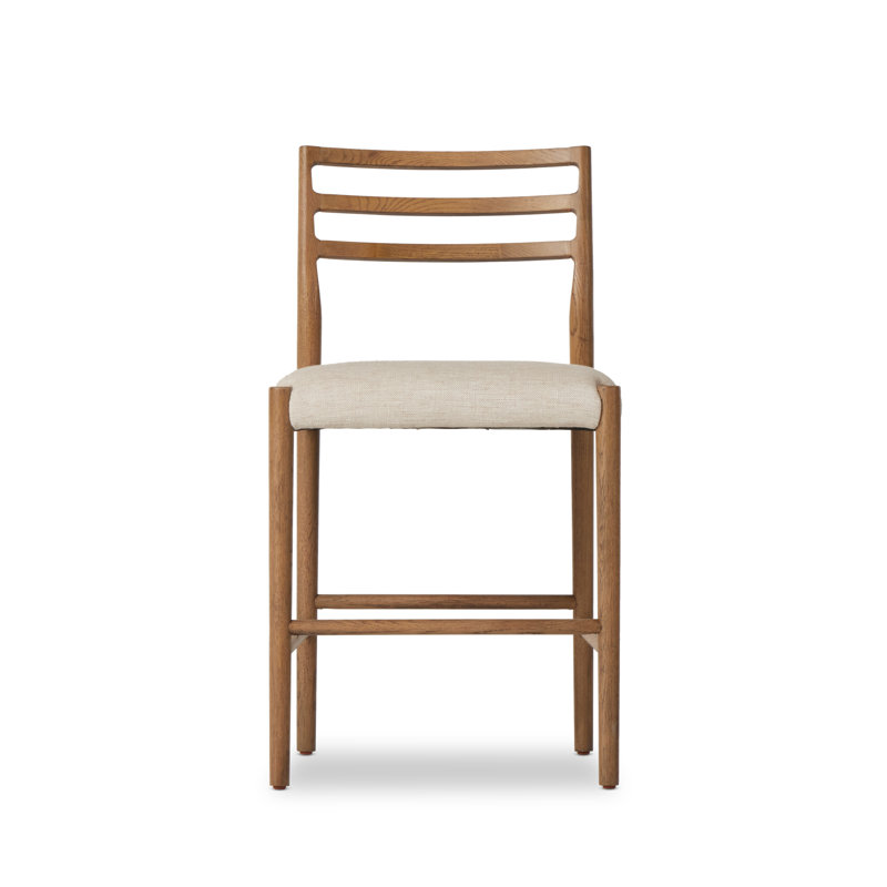 Tabouret Lindyn, Chêne fumé, Tabouret de comptoir (siège d'une hauteur de 26,2, Essence naturelle