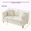 Canapé 58 po en velours Chesterfield de 58 po, canapé 2 places à siège profond, canapé moderne avec têtes de clou à boutons, accoudoirs carrés, meubles de salon, de chambre à coucher et de bureau (beige)-130670357