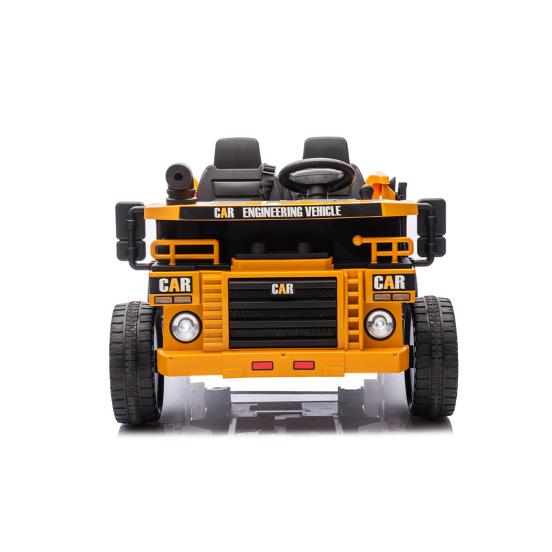 Chariot à benne basculante pour enfants à deux places 12V avec télécommande, construction à 2 roues motrices, jouet avec lit basculant, lumières DEL et Bluetooth pour les enfants de 3 ans et plus
