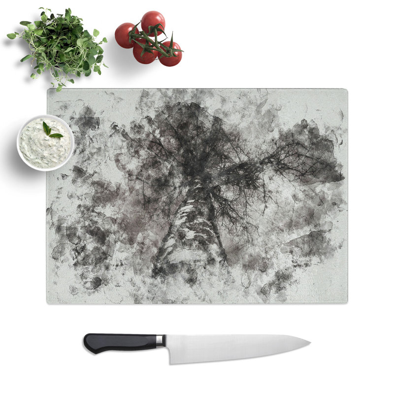 Birch Tree Watercolour Chopping Board, 0.4cm H x 28.5cm W x 39cm L