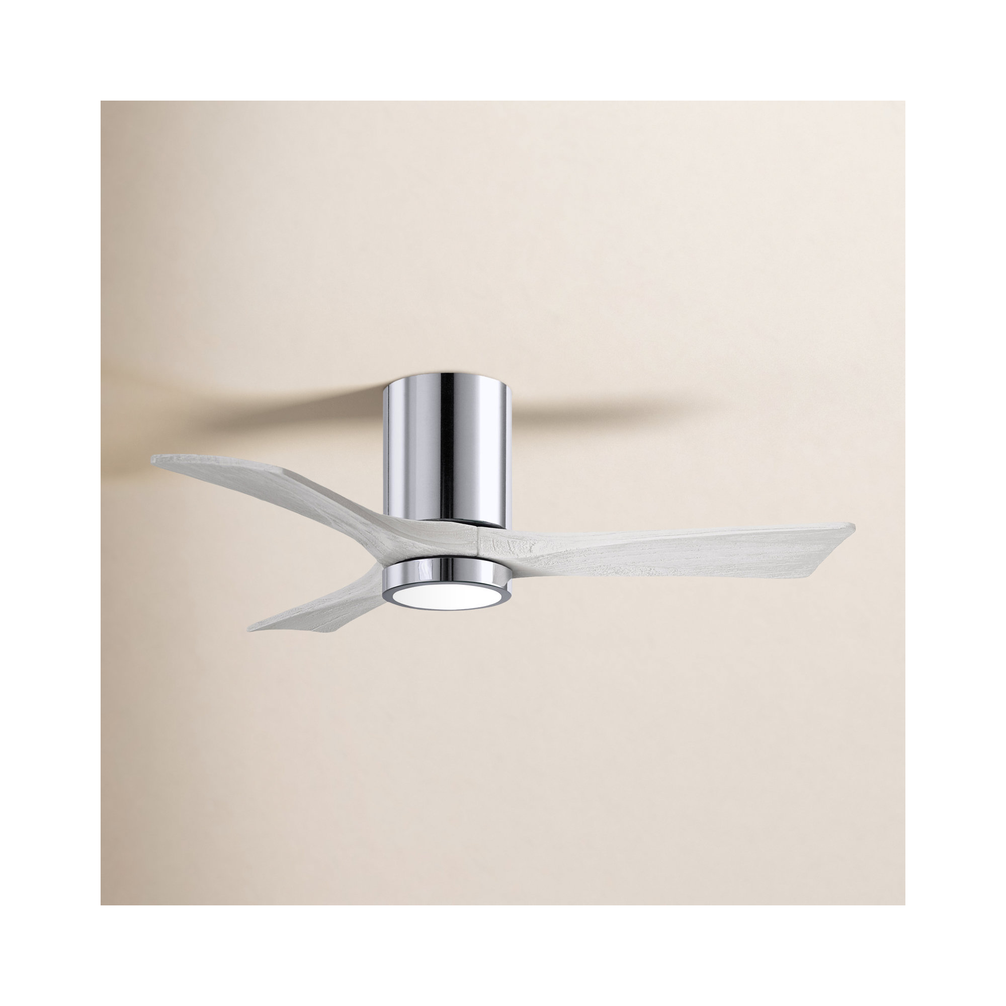 Olivier 3 Blade Ceiling Fan with LED Light Kit, Polished Chrome, Matte White, 42"