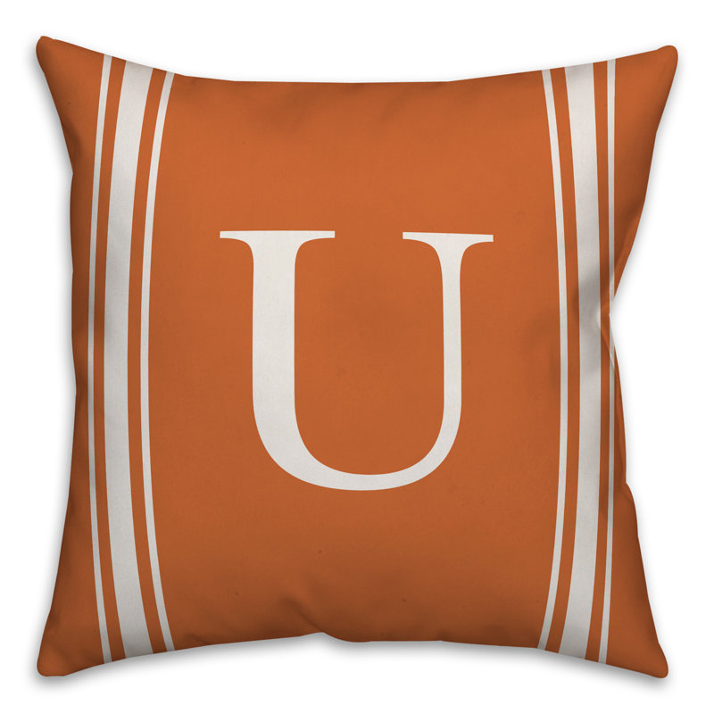 Striped Throw Pillow, U, Orange