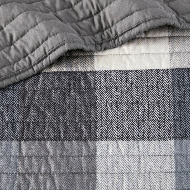 6 Daybed Cover In Grey - Reversible Plaid Print With Cover, , 3 Shams, And Decorative Pillow 90% Cotton, 10% Other Fiber Filling, Spot Clean 6 Piece 17-Inch Drop , Cotton Blend Fabric