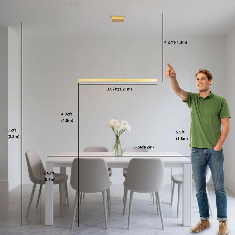 Berthelot Minensen 1 - Light Kitchen Island Linear LED Pendant, Gold