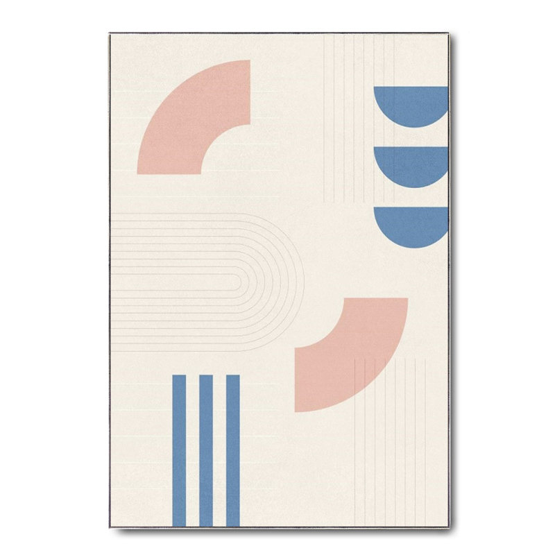 Tapis intérieur / extérieur en coton / chenille tissé à la machine bleu / rose / crème Kadence