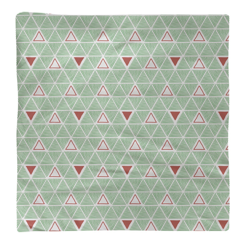 Serviette de table en coton à triangles dessinés à la main, Vert/rouge, H 0,1 po x l 22 po x P 22 po