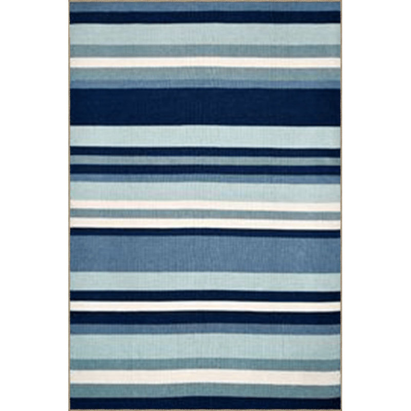 Tapis lavable décoratif à rayures bleues, Tapis de couloir 4 pi 11 po x 9 pi 10 po