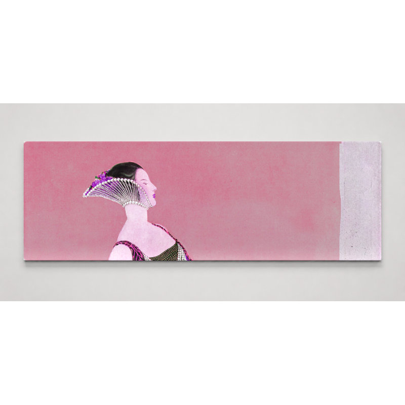Élégante figure en robe mauve - art mural panoramique sur toile, 72" W x 24" H