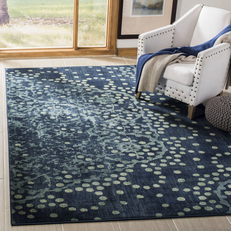 Tapis abstrait bleu Thursa, Rectangle 6 pi 7 po x 9 pi 2 po