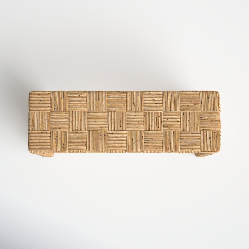 Honey Natural Rattan Console Table with Storage