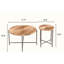 Table de bout, ensemble et ensemble de table basse 2 pièces à motif Radial en MDF imperméable avec housse en PVC, conception cylindrique vieillie, pieds en métal noir - charme rustique classique, brun cèdre rouge-2011052538-2011052536
