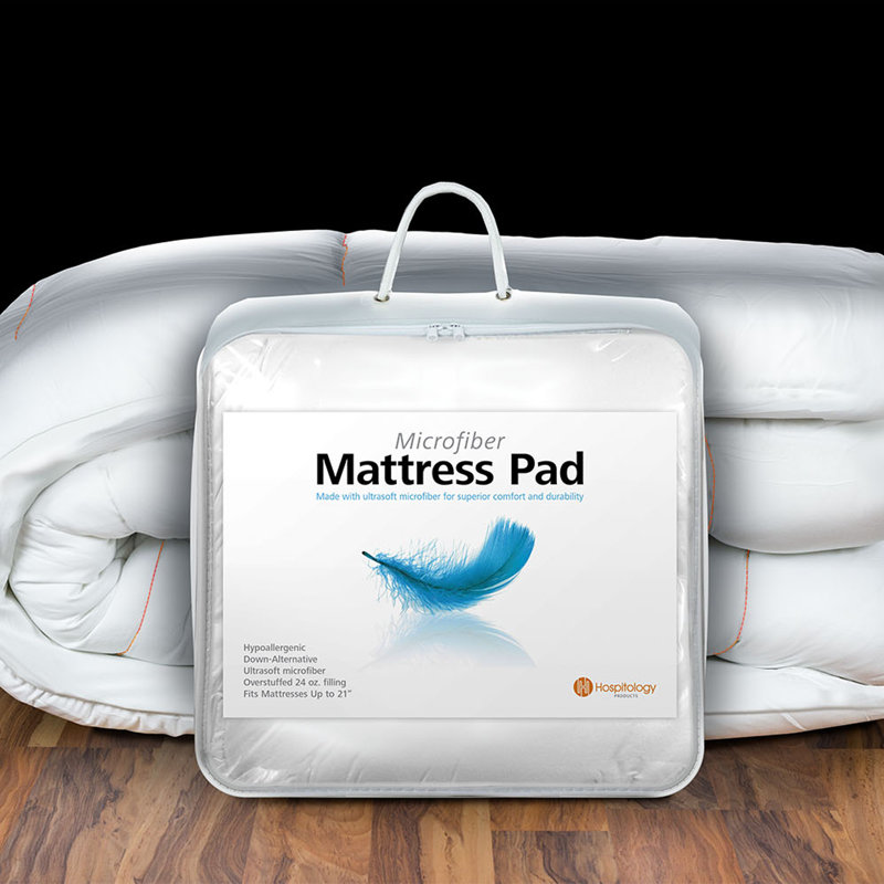 Queen White Microfiber Down Alternative Mattress Pad