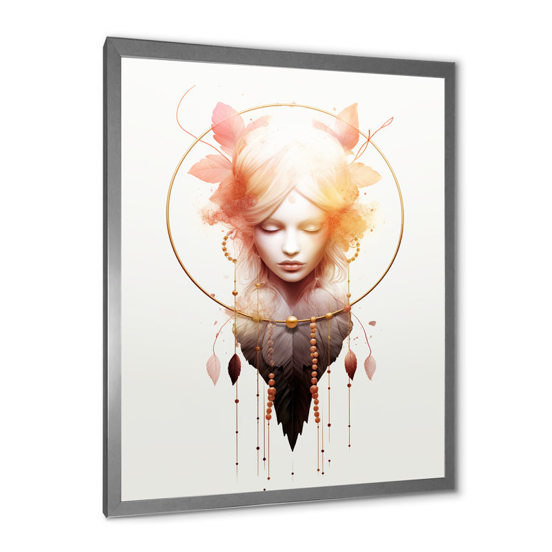 Élégante reine Art nouveau au pastel rose rétro I sur toile, H 40 po x l 30 po, Cadre simple argenté