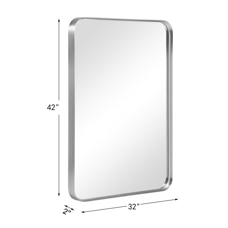Miroir mural Aubriona, Argent argent, 42 po x 32 po