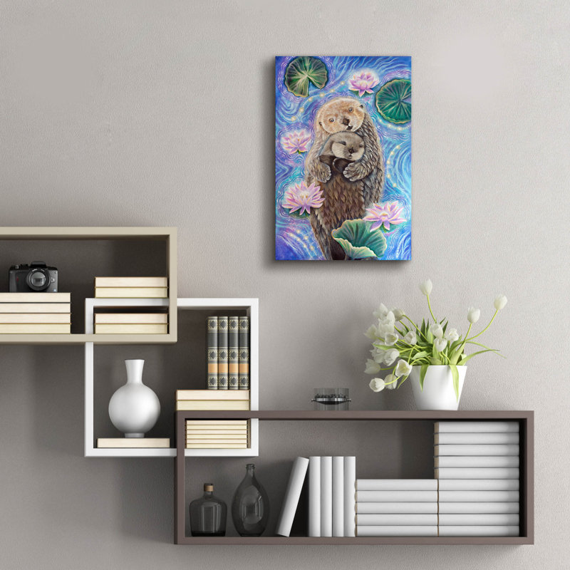 Art mural en verre acrylique épique «Otter» par Verena Wild, 16 po x 24 po, H 24 po x l 16 po