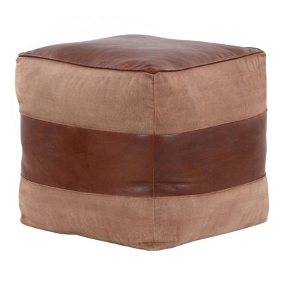 Leather and Canvas Ottoman with Recycled Cotton Fill