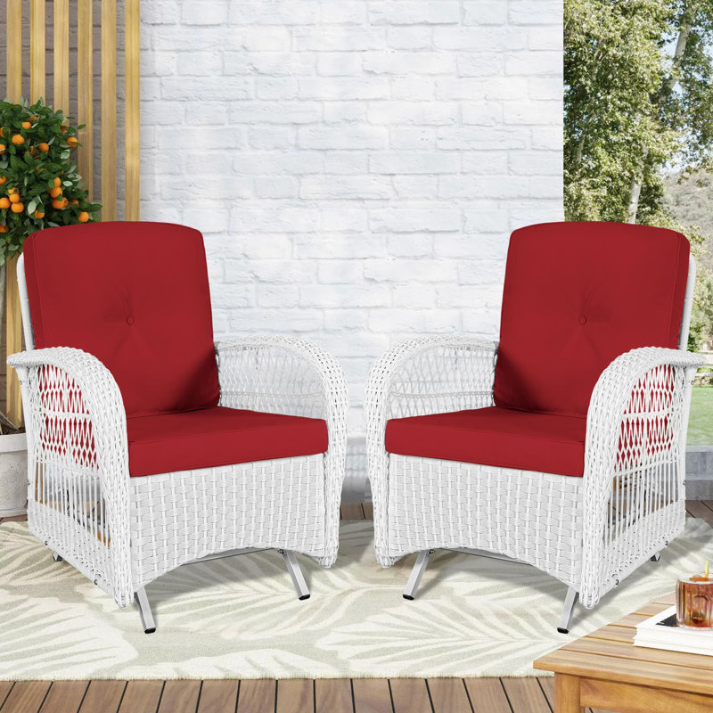 Chaise berçante d'extérieur en osier 2 pièces Bayou Breeze, Rouge