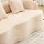 Canapé de compression beige pour petits espaces de bureau, sans assemblage, rembourrage à haute densité crème incurvé avec accoudoir rond et 2 coussins pour chambre à coucher, style élégant-431437406
