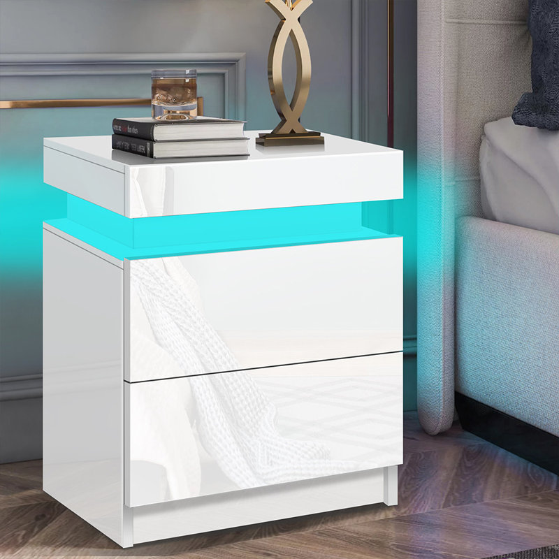 Arens 35cm W Manufactured Wood Bedside Table, White