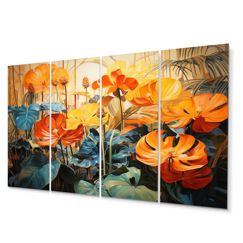 Coastal Plants & Flowers Wall Decor on Metal