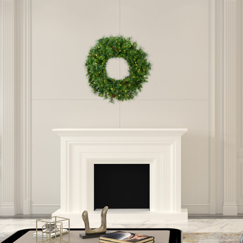 Nauman Faux Mixed Assortment Wreath, Warm White, 30" H x 30" W