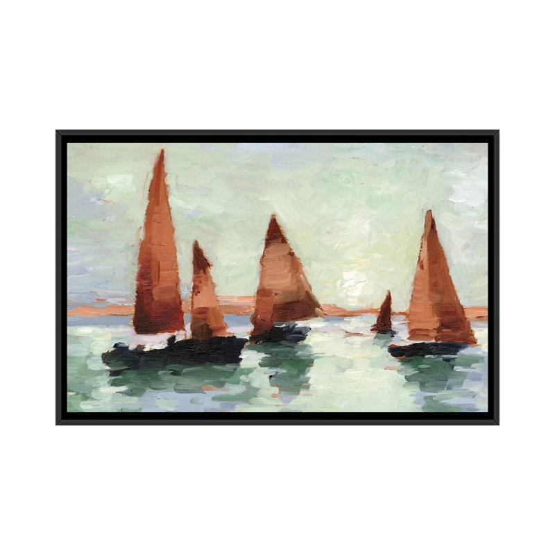 Sunset Harbor II par Ethan Harper, reproduction d’art, H 18 po x l 26 po x P 1,5 po, Toile avec cadre noir, Pas de tapis