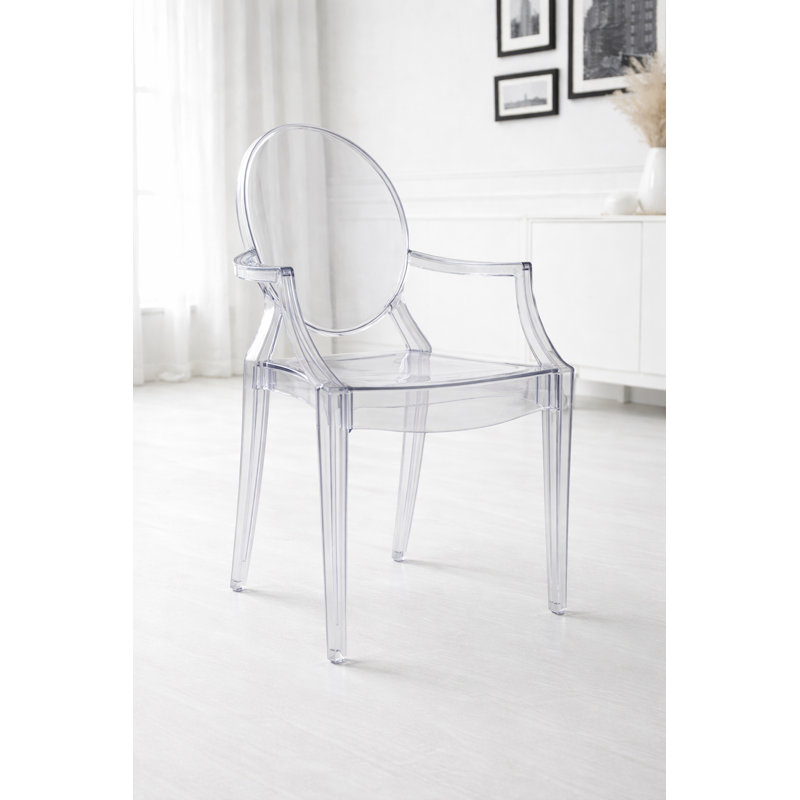 Chaise empilable avec accoudoirs transparent / transparent