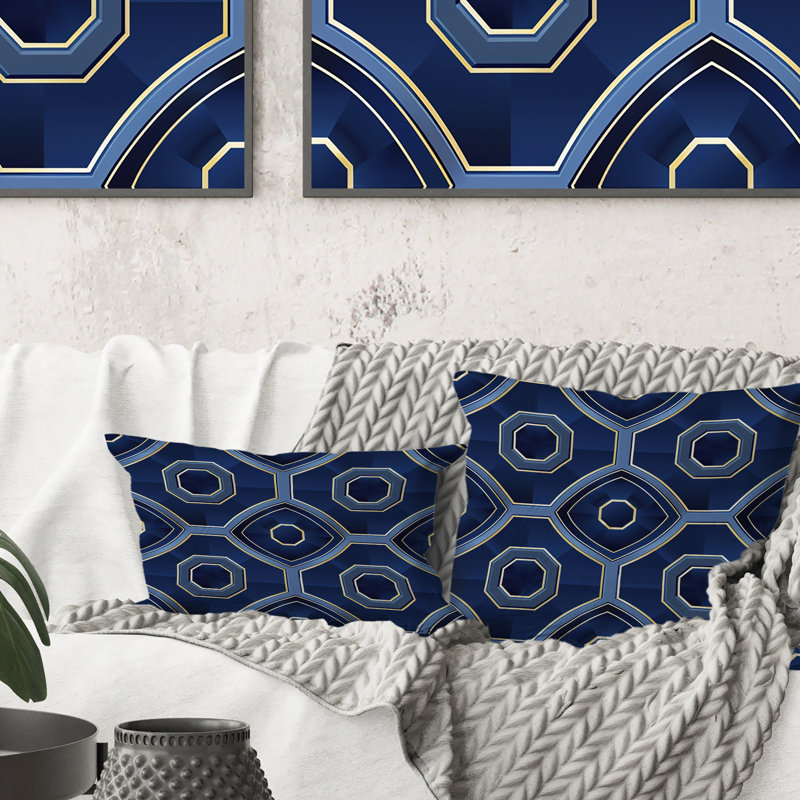 Coussin lombaire moderne bleu et octogone IV