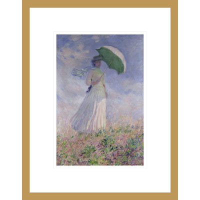 «Femme avec un parasol tourné vers la droite» par Claude Monet, impression giclée encadrée