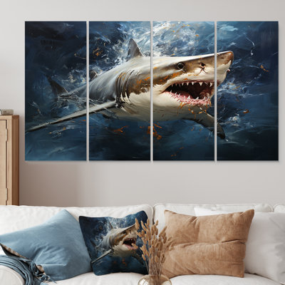 Underwater Shark Attack III - Shark, ensemble d'art mural 4 pièces
