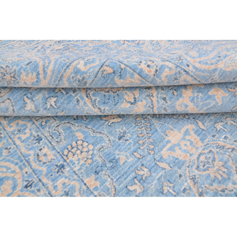 Tapis bleu / beige de haute qualité noué à la main Ziegler 3000