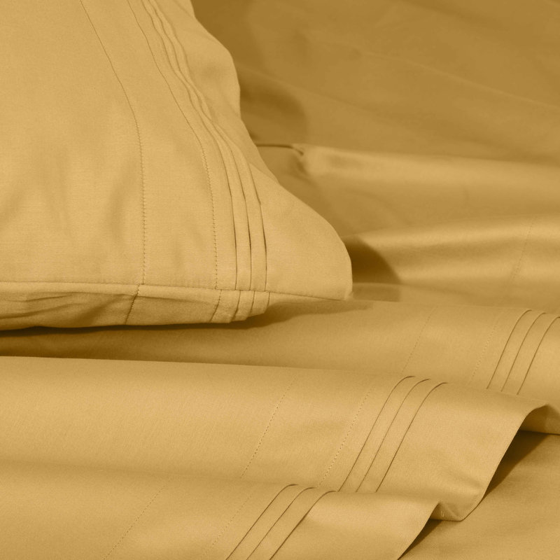 Ensemble de draps en coton 1000 fils Blue Nile Mills, Grand lit olympique, Or